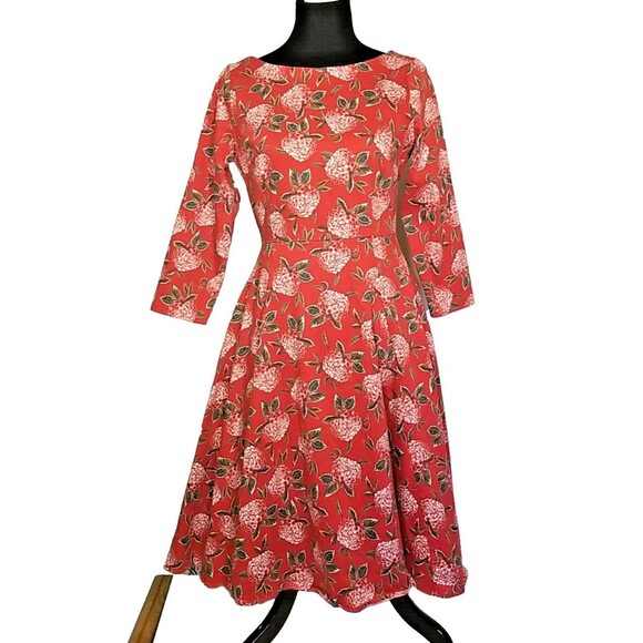Collectif Vintage London Dress US M(8) UK 12 Fit & Flare Red Floral          T29 - Picture 1 of 8